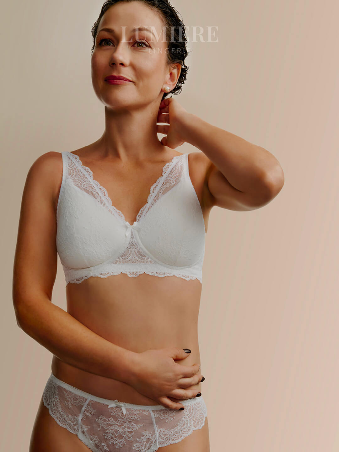 Aubade Rosessence romantic floral Calais lace in ivory blush champagne perfect for Cyprus brides at Lumiere Limassol